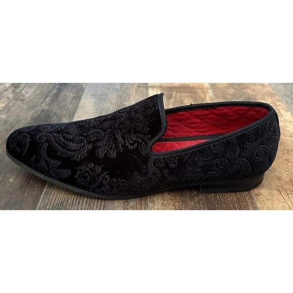 La Milano Broderick Black Velvet Slip On Men’s Dress Loafers Size 11.5
